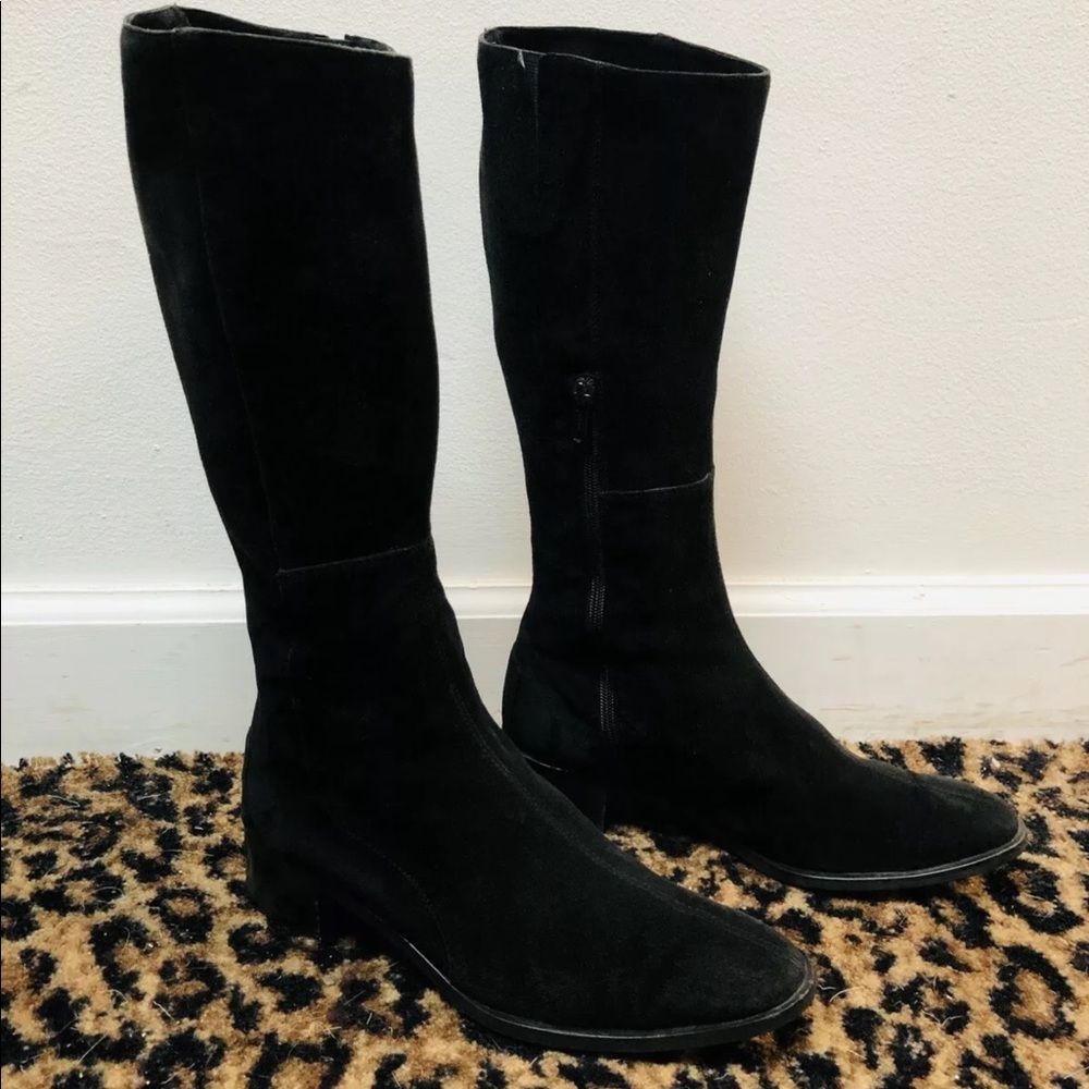 Antonio Bossi Black Suede Leather Boots Sz 7 1/2